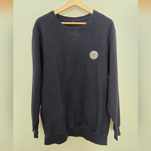 Classic Navy Crewneck Sweater with Embroidered Hockey Night In Canada Patch - Picture 1 of 3